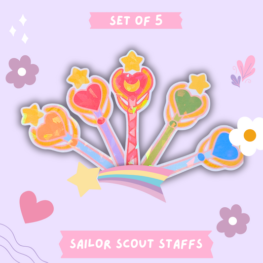 Sailor Moon Staff Sticker Set – Set of 5 Magical Wands