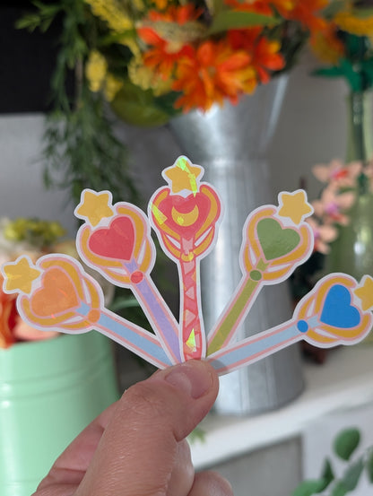 Sailor Moon Staff Sticker Set – Set of 5 Magical Wands